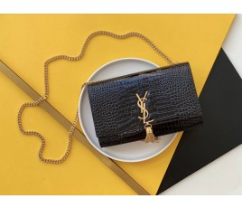 세인트로랑 YSL 크로커다일 테슬 케이트 숄더백